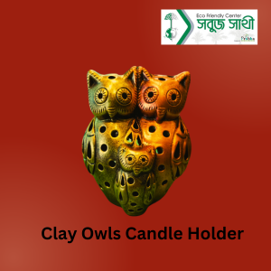 Clay 3 Owls Candle Holder